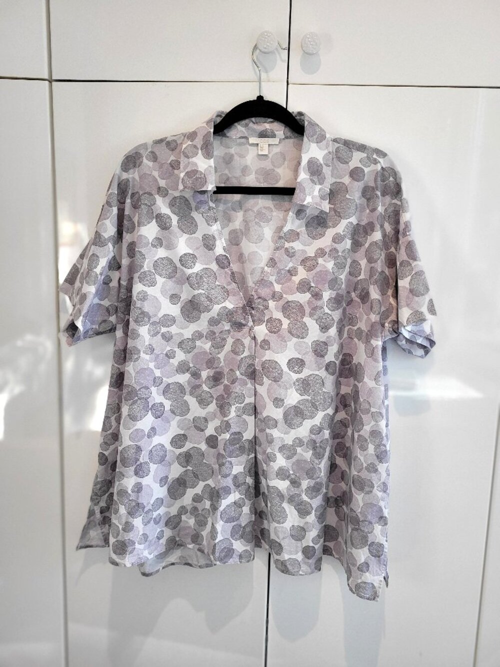 COS 100% Cotton Pullover Abstract Dot Print Blouse Size L